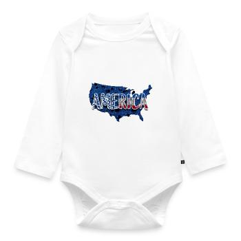 Usa Carte Paillettes - Body Bébé bio manches longues - blanc - Devant