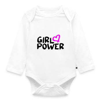Feminism Feminist Vector Girl Power Design - Organic Longsleeve Baby Bodysuit - white - Front
