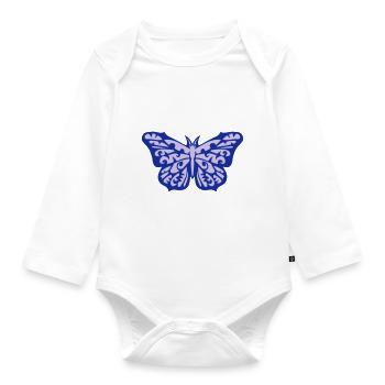 papillon tribal - Body Bébé bio manches longues - blanc - Devant