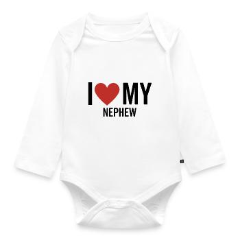 Ich liebe meinen Neffen - Baby Bio-Langarm-Body - Weiß - Vorne