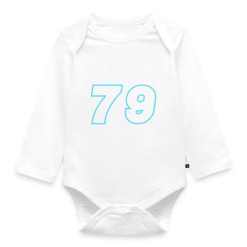 79 Zahl Symbol - Baby Bio-Langarm-Body - Weiß - Vorne