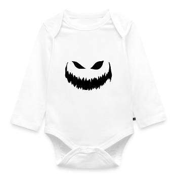 Halloween - Pumpkin Face - Organic Longsleeve Baby Bodysuit - white - Front
