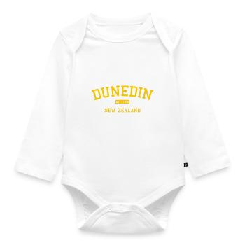 New Zealand - Dunedin - Kiwi - Maori - Neuseeland - Organic Longsleeve Baby Bodysuit - white - Front