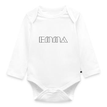 Nom Emma Modern Black - Body Bébé bio manches longues - blanc - Devant