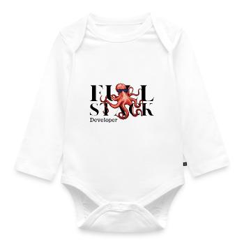 Full Stack Entwickler - Krake - IT - Entwickler - Baby Bio-Langarm-Body - Weiß - Vorne