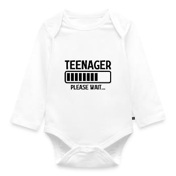 Teenager bitte warten - Baby Bio-Langarm-Body - Weiß - Vorne