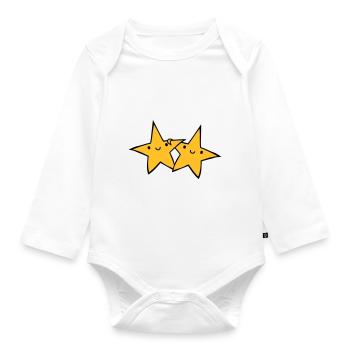 2 Sternchen Paar - Baby Bio-Langarm-Body - Weiß - Vorne