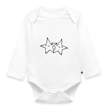 2 Sternchen Paar - Baby Bio-Langarm-Body - Weiß - Vorne