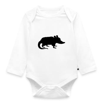 Silhouette Opossum Design - Organic Longsleeve Baby Bodysuit - white - Front