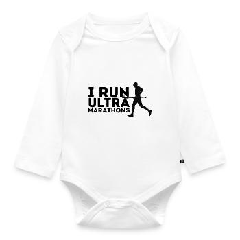 I run ultra Marathons - Baby Bio-Langarm-Body - Weiß - Vorne