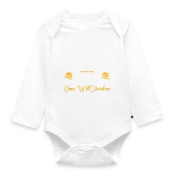 Oma Stricken Stricken Oma - Baby Bio-Langarm-Body - Weiß - Vorne