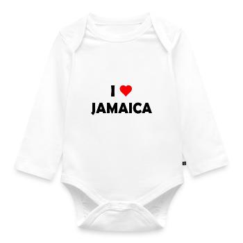 I love Jamaica - Caribbean - Organic Longsleeve Baby Bodysuit - white - Front