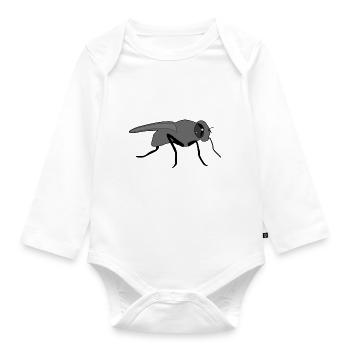 Fliege - Baby Bio-Langarm-Body - Weiß - Vorne