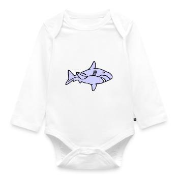 Poisson Requin Prédateur Eau Graffiti Océan - Body Bébé bio manches longues - blanc - Devant