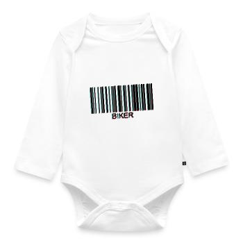 code barre biker - Body Bébé bio manches longues - blanc - Devant
