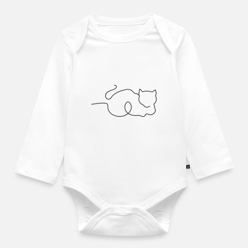 Trait de chatOneline - Body Bébé bio manches longues - blanc