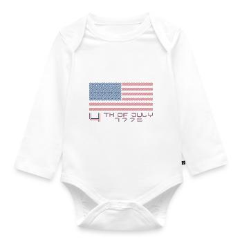 Independence of 4 July - Organic Longsleeve Baby Bodysuit - white - Front