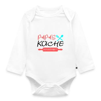 Papas Küche 24h - Baby Bio-Langarm-Body - Weiß - Vorne