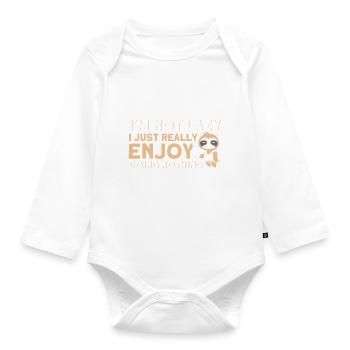 Pas paresseux j’aime ne rien faire paresseux - Body Bébé bio manches longues - blanc - Devant