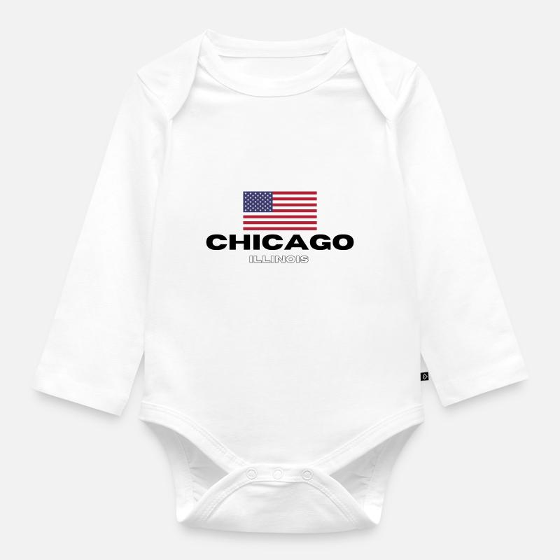 Chicago - Body Bébé bio manches longues - blanc