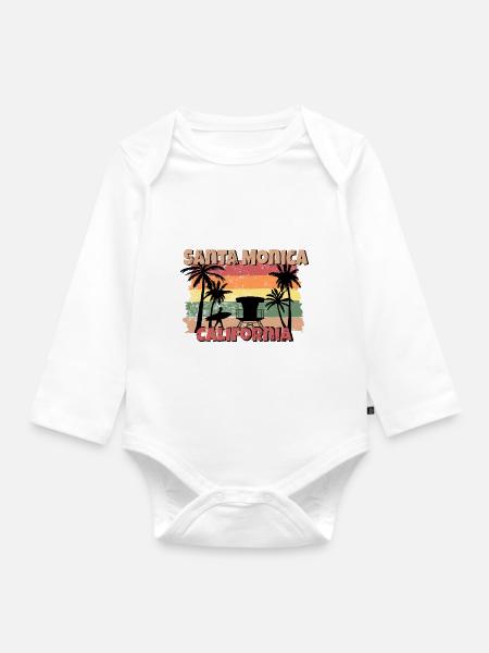 Santa Monica - Baby Bio-Langarm-Body - Weiß