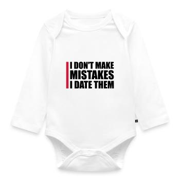 Date Mistakes Quote Logo - Organic Longsleeve Baby Bodysuit - white - Front