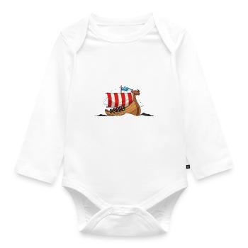 Viking Ship Viking Ship Dragon Boat Celts - Organic Longsleeve Baby Bodysuit - white - Front