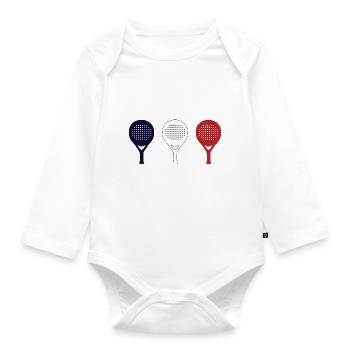 PADEL Blue White Red - Organic Longsleeve Baby Bodysuit - white - Front