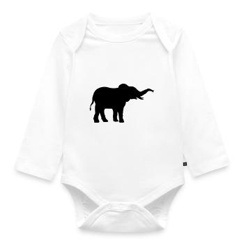 Elephant cool silhouette design - Organic Longsleeve Baby Bodysuit - white - Front