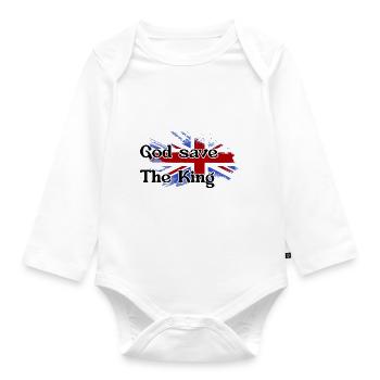 God Save the King - New King England - Organic Longsleeve Baby Bodysuit - white - Front