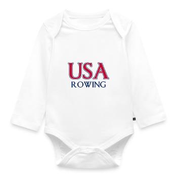 USA Aviron - Rameur - Rudern - Ruderer - Ruderin - Body Bébé bio manches longues - blanc - Devant