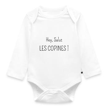 hey salut les copines - Body Bébé bio manches longues - blanc - Devant