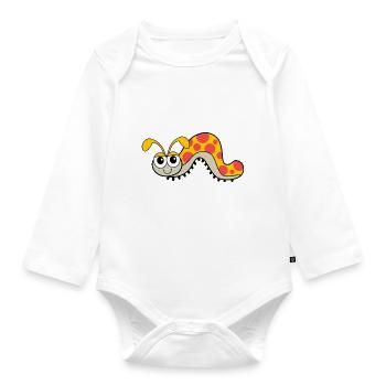 Yellow Caterpillar - Organic Longsleeve Baby Bodysuit - white - Front