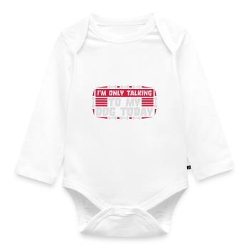 only talking to dog - Organic Longsleeve Baby Bodysuit - white - Front
