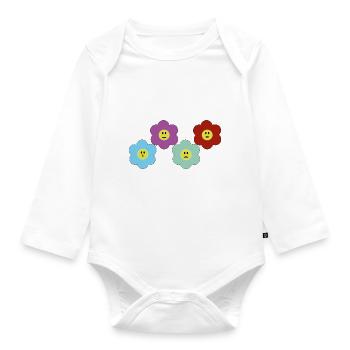 Blumen mit verschiedenen Stimmungen - Baby Bio-Langarm-Body - Weiß - Vorne