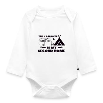 The Campsite is my Second Home - Baby Bio-Langarm-Body - Weiß - Vorne