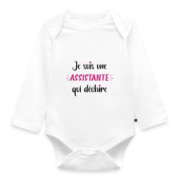 Je suis une assistante qui déchire - Body Bébé bio manches longues - blanc - Devant