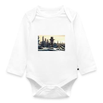 City of the future - Organic Longsleeve Baby Bodysuit - white - Front