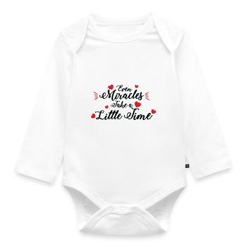 Auch Wunder dauern ein wenig - Baby Bio-Langarm-Body - Weiß - Vorne