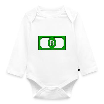 Bitcoin-Dollar - Baby Bio-Langarm-Body - Weiß - Vorne
