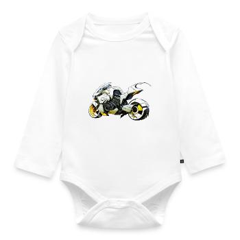 La moto comme machine de course dans le scénario futur - Body Bébé bio manches longues - blanc - Devant