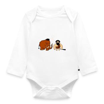 Mammoth Caveman Love - Organic Longsleeve Baby Bodysuit - white - Front
