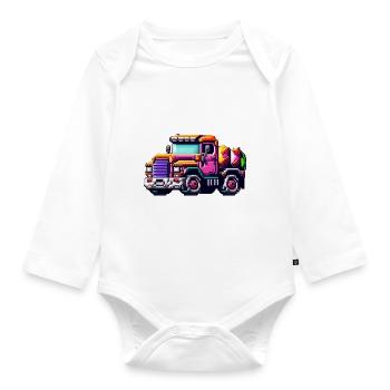The No. 1 Pixel Truck - Organic Longsleeve Baby Bodysuit - white - Front