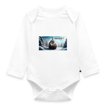 Osterhase zu spät? - Baby Bio-Langarm-Body - Weiß - Vorne