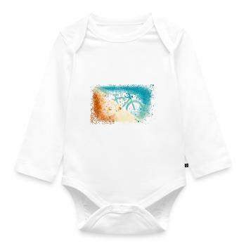 vélo,vintage,illustration,coloré,rétro,graffiti - Body Bébé bio manches longues - blanc - Devant