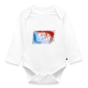 vélo,vintage,illustration,coloré,rétro,graffiti - Body Bébé bio manches longues - blanc - Devant