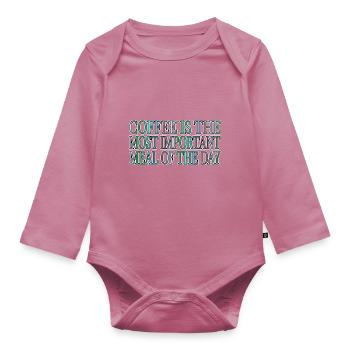 humor coffee mug coffee coffee cup latte jokes - Organic Longsleeve Baby Bodysuit - mauve - Front