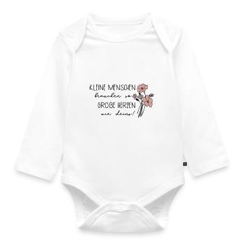 Kleine Menschen brauchen so große Herzen wie deins - Baby Bio-Langarm-Body - Weiß - Vorne