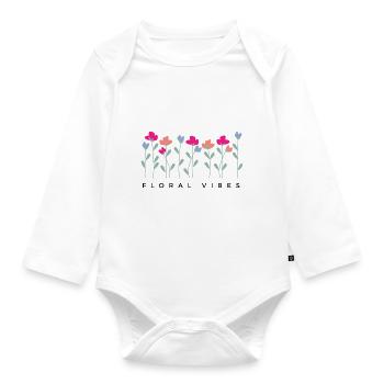 Blumige Vibes - Geschenkidee - Baby Bio-Langarm-Body - Weiß - Vorne