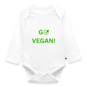 Veganer Stil mit Herz: Einzigartiges Design - Baby Bio-Langarm-Body - Weiß - Vorne